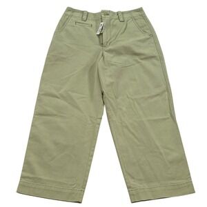 NWT Madewell Wide Leg Crop‎ Women Khaki Pants Size 6 Cotton NL220